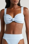 Montce Hayden Knotted Rib Bikini Top In Peri Rib