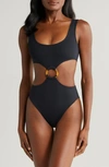 Montce Ky Cutout One-piece Swimsuit In Black Rib