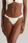 Montce X Elsa Hosk Sandra Pearl Bikini Bottom In Cream Rib