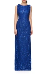JS COLLECTIONS KHLOE SEQUIN EMBROIDERED COLUMN GOWN