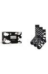 HAPPY SOCKS ASSORTED 3-PACK BLACK & WHITE CREW SOCKS GIFT BOX