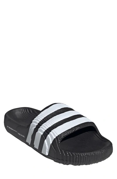 Adidas Originals Adilette 22 Slides In Black/black/white