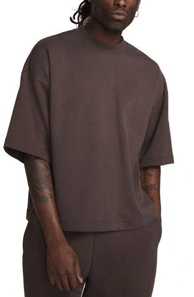 Nike Men's  Sportswear Tech Fleece Reimagined Oversized Short-sleeve Sweatshirt In Brown
