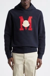 MONCLER MONOGRAM EMBROIDERED LOGO PATCH HOODIE