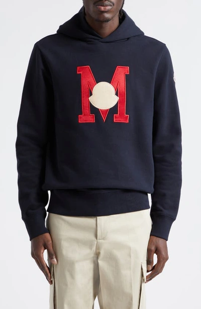 MONCLER MONOGRAM EMBROIDERED LOGO PATCH HOODIE