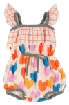 Miki Miette Willa Ruffle Cotton Bubble Romper In Pink