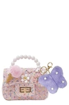 Hot Focus Rainbow Tweed Tiny Mini Crossbody Bag In Pink Multi