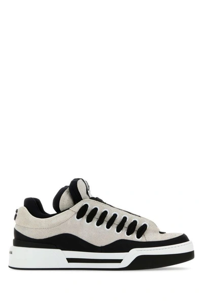 Dolce & Gabbana Mega Skate Suede And Fabric Sneakers In White,black