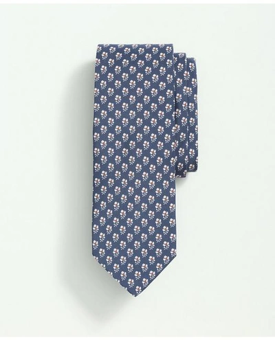 Brooks Brothers Silk Flower Print Tie | Blue | Size Regular