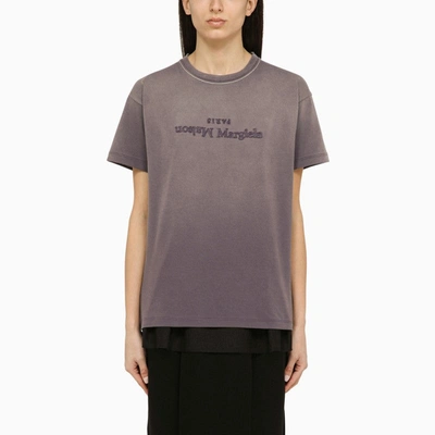 Maison Margiela Aubergine-coloured Cotton T-shirt With Reverse Logo Women In Purple