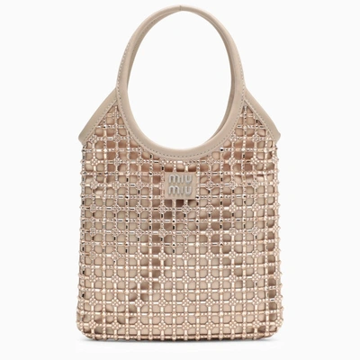 Miu Miu Sand-coloured Handbag With Crystals In Cream