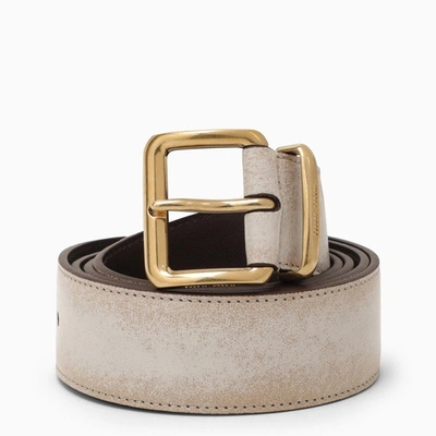 Miu Miu Sand/white Leather Belt Women In Cream