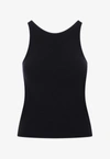 Max Mara Fascino Cotton Blend Jersey Tank Top In Blue