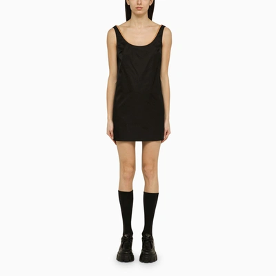 Prada Black Re-nylon Short Dress Women In Brown