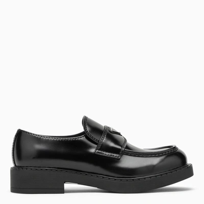 Prada Chocolate Loafer In Black Brushed Leather Men In Brown