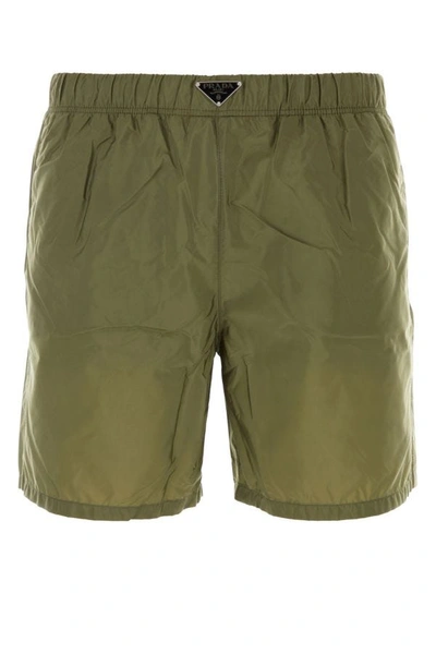 Prada Man Army Green Re-nylon Swimming Shorts