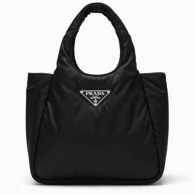 Prada Small Black Padded Re-nylon Shopping Bag Women In Brown