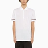 THOM BROWNE THOM BROWNE SHORT-SLEEVED WHITE POLO SHIRT WITH PATCH MEN