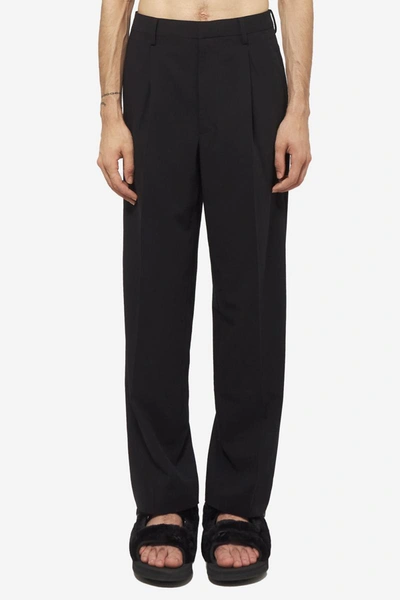 Auralee Cotton & Silk Viyella Relaxed Fit Pants In Black