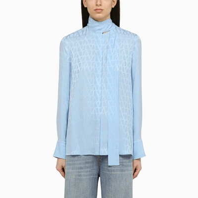 Valentino Women's Toile Iconographe Silk Jacquard Blouse In Blue