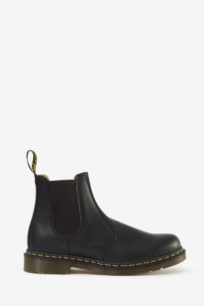 Dr. Martens 2976 Yellow Stitch Combat Boots In Black Leather