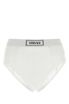 Versace Ribbed Stretch-cotton Briefs In White