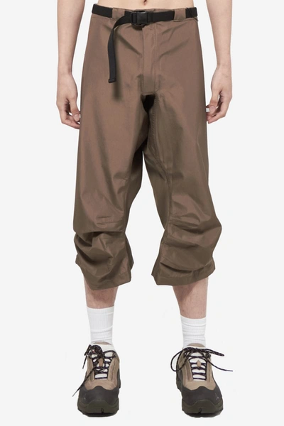 Gr10k Buckle-fastening Satin Cropped Trousers In Brown