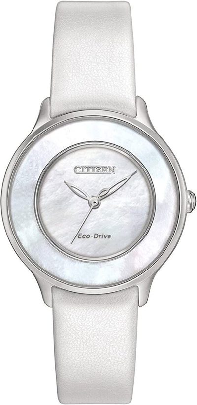 Pre-owned Citizen Eco-drive Em0381-03d Ladies Mother-of-pearl White Watch