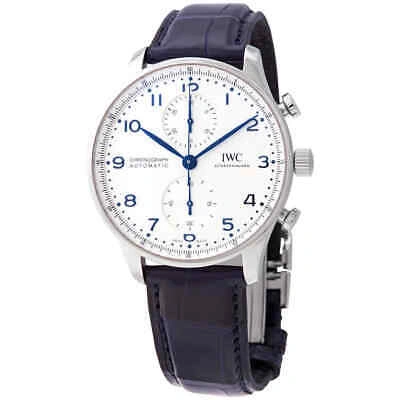 Pre-owned Iwc Schaffhausen Iwc Portugieser Chronograph Automatic Silver Dial Watch Iw3716-05