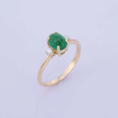 Pre-owned Handmade Fine14k Gold Natural Certified  2.25 Emerald Gift Ring For Beloved Us6 In Green