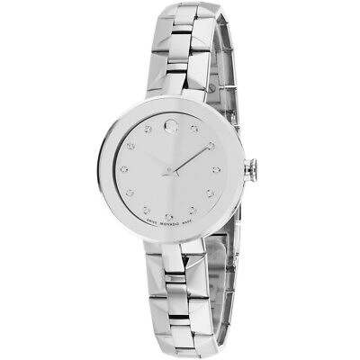 Pre-owned Movado Women's Sapphire Silver Dial Watch - 606814