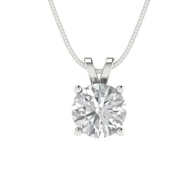 Pre-owned Pucci 1.0 Ct Round Cut Real Synthetic Moissanite Pendant 18" Chain Box 14k White Gold