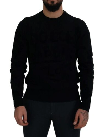 Pre-owned Dolce & Gabbana Dolce&gabbana Men Black Sweatshirt 100% Wool Solid Long Sleeves Casual Pullover