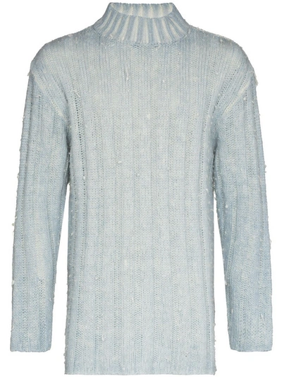 Pre-owned Our Legacy Ribbed Funnel Neck Jumper Size 48 Color Ice Blue