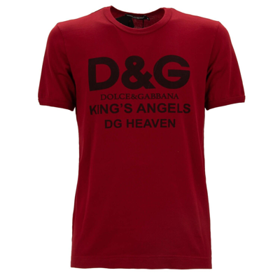 Pre-owned Dolce & Gabbana Cotton T-shirt Shirt Dg King Angel Heaven Logo Red 13422