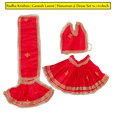 Pre-owned Handmade Radha Krishan Hanuman Ji Green Dress Washable For Daily Use Size No7,8