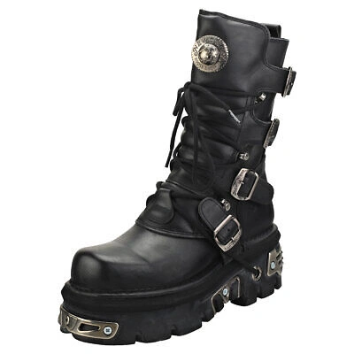 Pre-owned New Rock Rock Reactor Half Boots Unisex Black Platform Boots - 8.5 Us