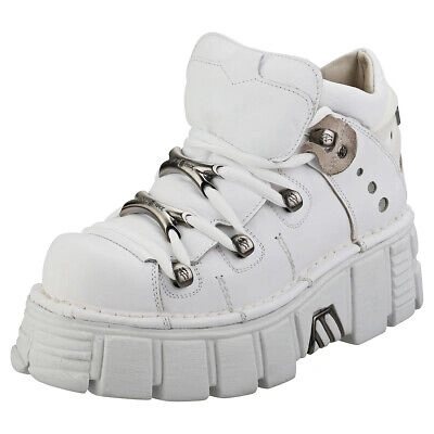 Pre-owned New Rock Rock M106n-c27 Unisex White Platform Boots - 9.5 Us