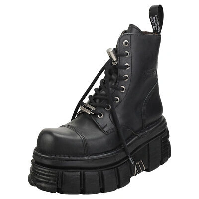 Pre-owned New Rock Rock Combat Boots Unisex Black Platform Boots