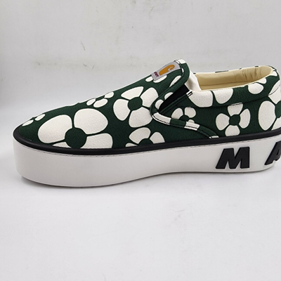 Pre-owned Marni X Carhartt Slip-on Sneakers Men's 8 Green Floral Print Elastic Side Panels