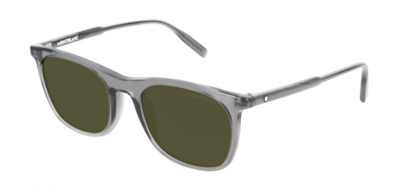 Pre-owned Montblanc Mont Blanc Mb0007s 003 Grey Men's Authentic Sunglasses 53 Mm In Green
