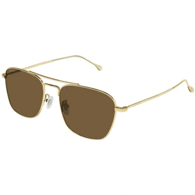 Pre-owned Gucci Men's Sunglasses Brown Lens Full Rim Gold Metal Square Frame Gg1183s 002