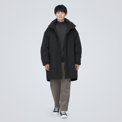 Pre-owned Muji Mens Water Resistant Stand Collar Down Coat Black Fedex