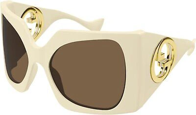 Pre-owned Gucci Gg1255s White/brown 64/20/125 Women Sunglasses