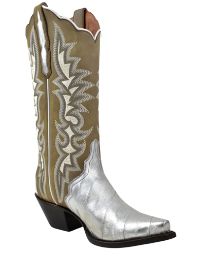 Pre-owned Dan Post Women's Eel Exotic Western Boot - Snip Toe - Dps710 In Silver