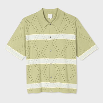 Paul Smith Mens Knitted Ss Shirt In Green