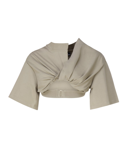Jacquemus Le T-shirt Bahia Court Top In Khaki