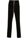 Rick Owens Black Drop-crotched Track Pants With Drawstring In Stretch Cotton Man In Nero