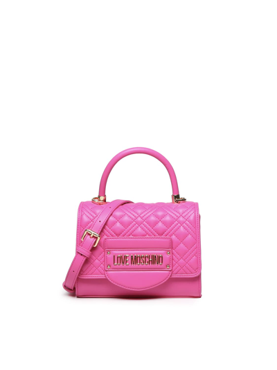 Love Moschino Quilted Bag With Logo In Fuxia