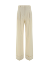 The Andamane 'nathalie' Ivory Wool Blend Trousers In Off White - Pink